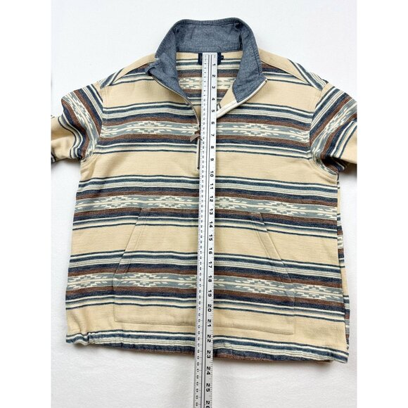 Pendleton Cream and Blue Striped Zip Up Sweater - Picture 9 of 11